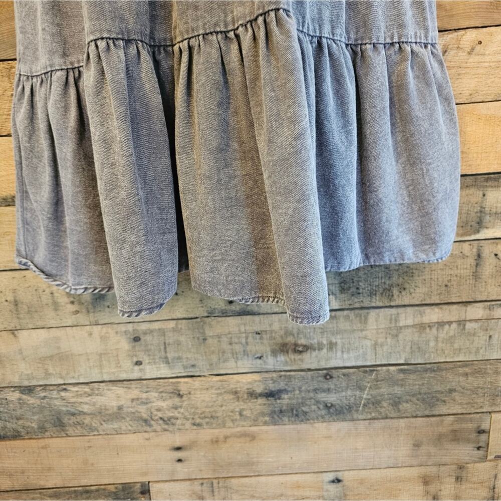 Entro Women's Gray Purple V-Neck Tiered Denim Mini Babydoll Dress Size L - Picture 8 of 15
